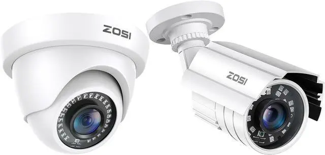 Main image of ZOSI 2 x 1080p HD 1920TVL Home Security Camera (Hybrid 4-in-1 HD-CVI/TVI/AHD/960H Analog CVBS), 24PCS LEDs, 80ft IR Night Vision, 2MP Weatherproof Surveillance CCTV Bullet Dome Camera Outdoor Indoor