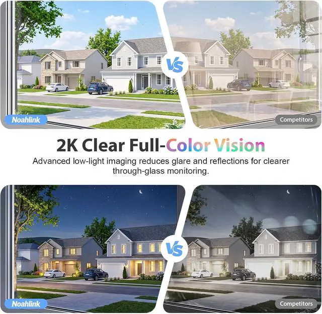 Alt view image 3 of 7 - 3MP 2K Window Camera, 2.4/5GHz WiFi Indoor Window Cameras for Home Security, Full-Color Night Vision, AI Human/Vehicle/Pet Detection, Two-Way Audio, 24/7 Recording, Works with Alexa (1 Pack)
