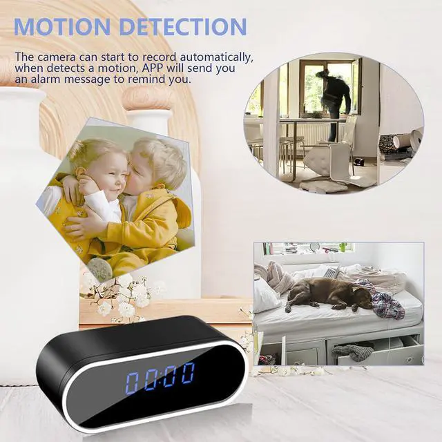 Alt view image 3 of 6 - WiFi Clock Hidden Camera 1080P HD Indoor Security Camera with Motion Detection, Night Vision, APP Remote Viewing, Spy Camera Wireless Nanny Cam for Home/Office/Pets