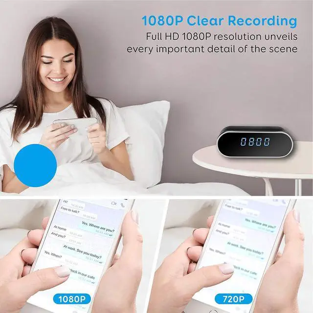 Alt view image 7 of 7 - XUMIUZIY 1080P WiFi Security Camera with Clock, 130 Wide Angle Lens, Night up to 8m, Motion Detection, 2 Way Audio, with Real Time Viewing and