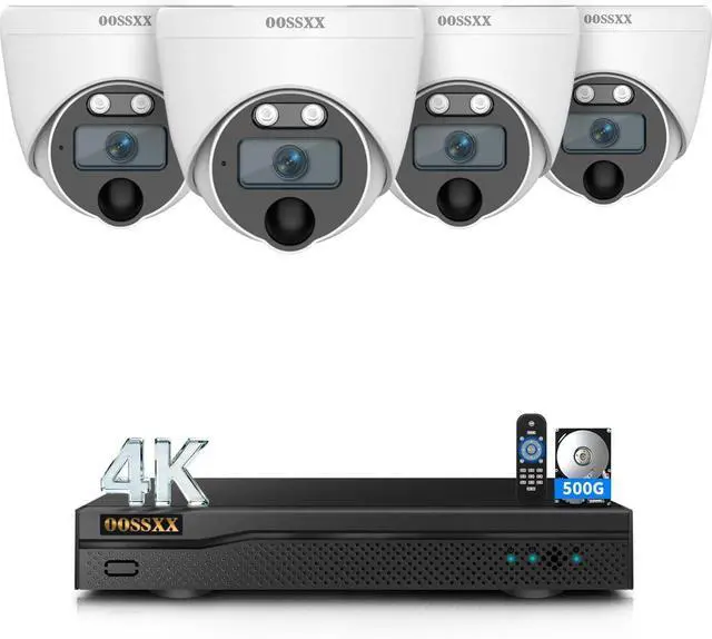 Main image of (2026 New) CCTV Wired Security Camera System, 8CH HD DVR Kit, 4X 4K Dome IP66 Indoor Outdoor Cameras with Waterproof Connectors, 65ft IR Night Vision, Free App Remote Access, No Month Fee