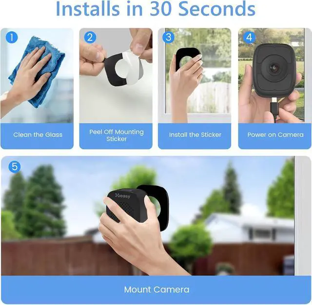 Alt view image 5 of 7 - Hieasy 8MP 4K Magnetic Window Camera with 32GB SD Card,N0 Drill