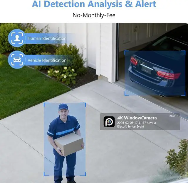 Alt view image 4 of 7 - Hieasy 4K 8MP Window Camera for Home Security Indoor Magnetic Mount, No Drill 5GHz&2.4GHz WiFi, Includes 32GB SD Card,No Subscription Required,Color Night Vision, 24/7 AI Smart Detection Recording