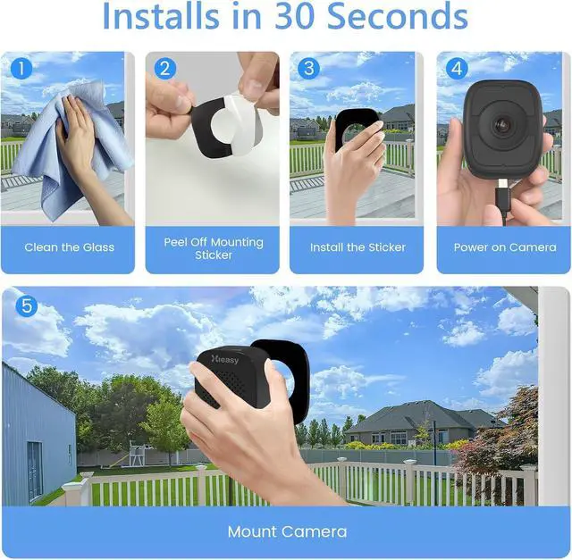 Alt view image 7 of 7 - Hieasy 4K 8MP Window Camera for Home Security Indoor Magnetic Mount, No Drill 5GHz&2.4GHz WiFi, Includes 32GB SD Card,No Subscription Required,Color Night Vision, 24/7 AI Smart Detection Recording