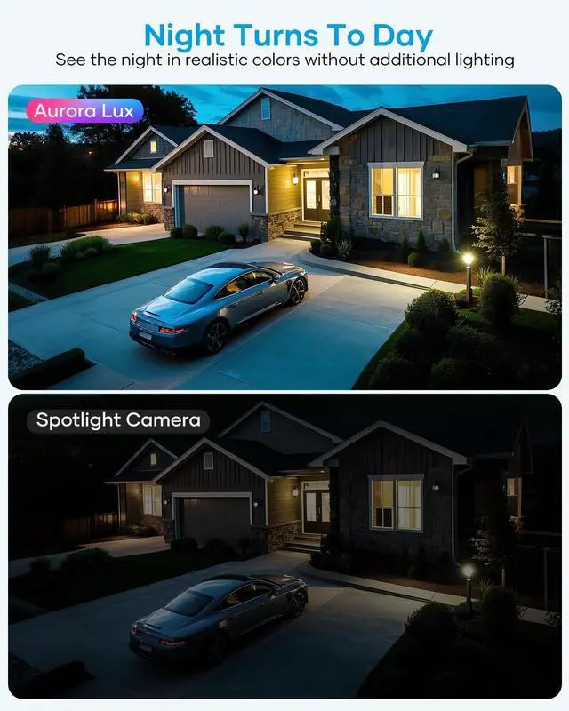 Alt view image 2 of 7 - Wireless Security Camera System Outdoor, Aurora Lux Color Night Vison 4 Cam-Kit Solar Powered Security Cameras Wireless Outdoor-1TB 360° View 2.4/5Ghz WiFi No Monthly Fee