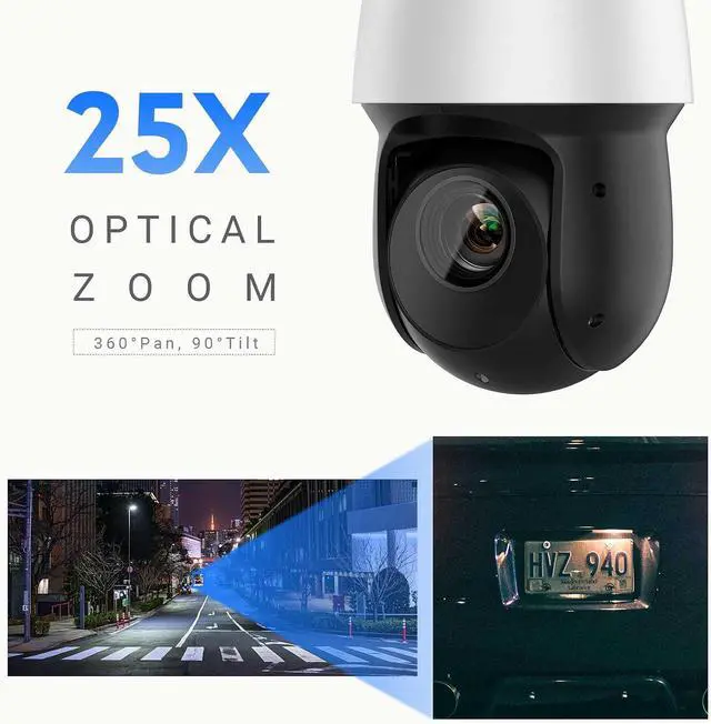 Alt view image 2 of 7 - VIKYLIN 8MP PTZ POE+Starlight IP Outdoor Security Camera 25x Optical Zoom,4K@30fps Auto Tracking,5mm-125 mm Lens High Speed Dome(240°/s), AI Face/Human/Vehicle Detection, AI IVS, 328ft IR,SD (512GB)
