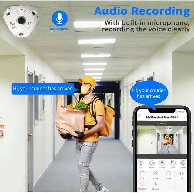 Alt view image 5 of 7 - Imx335 5Mp Indoor Poe IP Camera Fisheye Wide Angle Face Detection Infrared Night Vision VR Cam Video Surveillance