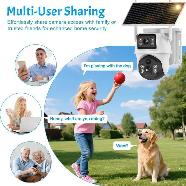 Alt view image 5 of 7 - XIAOVV 6MP High-Definition Solar Camera Wireless 2.4G WiFi Safety Surveillance Camera with Solar Panel PTZ Monitoring System Dual Lens, PIR Motion Detection, Color Night Vision, Two-Way Audio
