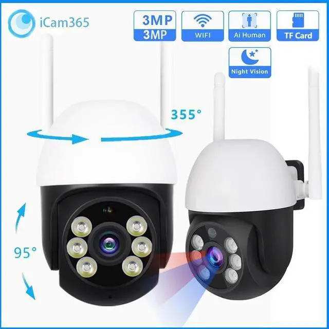 Alt view image 2 of 7 - Indoor/Outdoor Home Security Camera Night Vision Camera 2.4G&5GHz WiFi 2-Way Audio Wireless Home Security Camera Pan/Tilt -iCam365 App