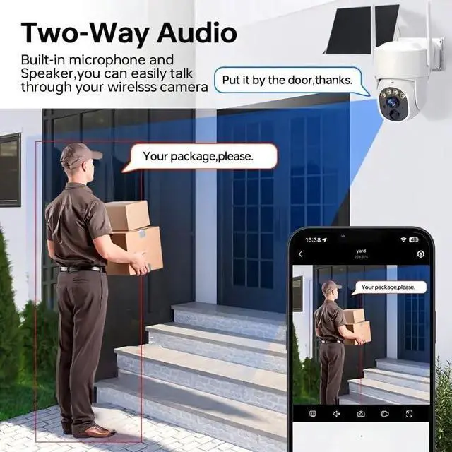 Alt view image 6 of 7 - Solar-Powered with 360° Pan-Tilt, HD Resolution, Night Vision, Human Detection, Remote Monitoring for Home & Farm, Cameras with Lithium Battery