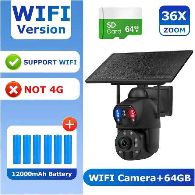 Alt view image 2 of 7 - 8MP 4K 36X Zoom 4G Solar Camera Dual Lens Auto Tracking CCTV