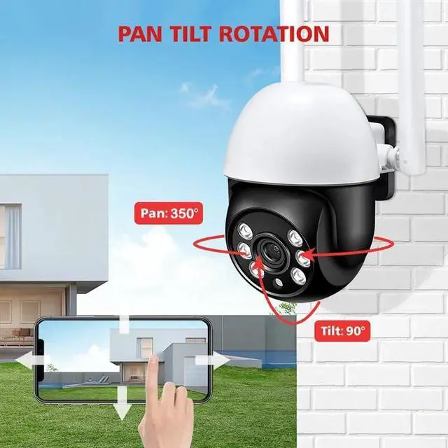 Alt view image 6 of 7 - Indoor/Outdoor Home Security Camera Night Vision Camera 2.4G&5GHz WiFi 2-Way Audio Wireless Home Security Camera Pan/Tilt -iCam365 App