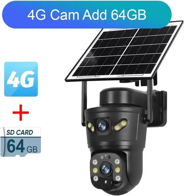 Alt view image 2 of 7 - 8MP 4K Dual Lens Dual Screen Solar 4G WiFi PTZ Camera
