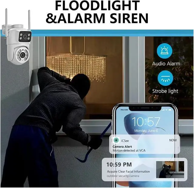 Alt view image 6 of 7 - 4MP Dual Lens WiFi PTZ Camera Auto Tracking Outdoor Waterproof CCTV