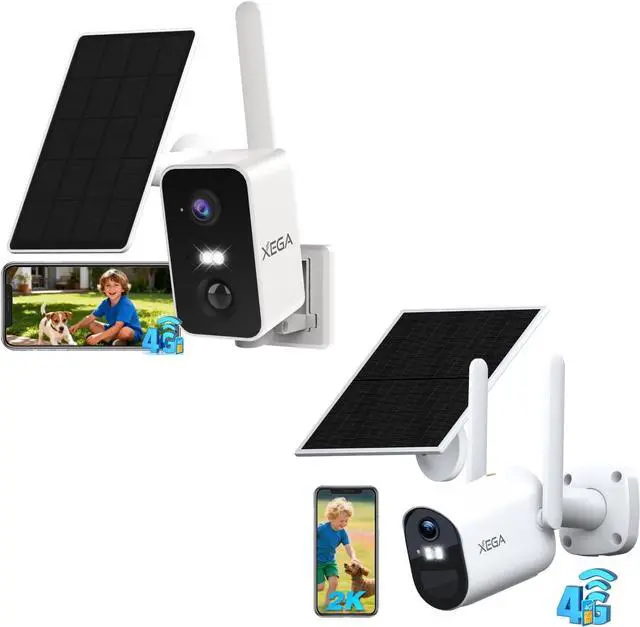 Main image of Xega 4G Cellular Security Camera Wireless Outdoor: 10000mAh Battery, No WiFi Need, Pan 180°, Motion Detection, 2K Color Night Vision, 2-Way Audio, Siren Alarm, TF/Cloud IP66, Built-in SIM Card