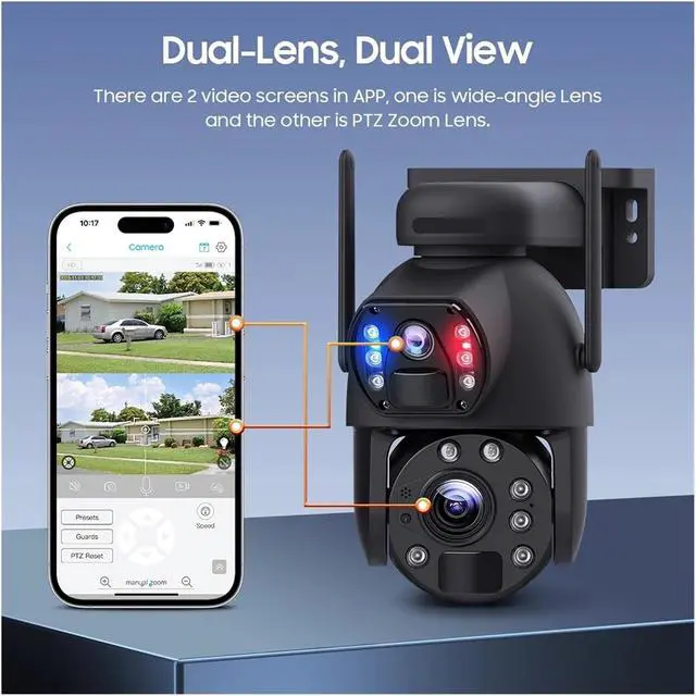 Alt view image 6 of 7 - Solar Dual Lens Bullet WiFi Security Camera