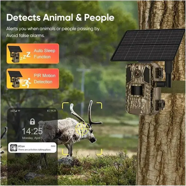 Alt view image 3 of 7 - 14MP 4G Solar Hunting Trail Camera IP66 Wildlife Cam