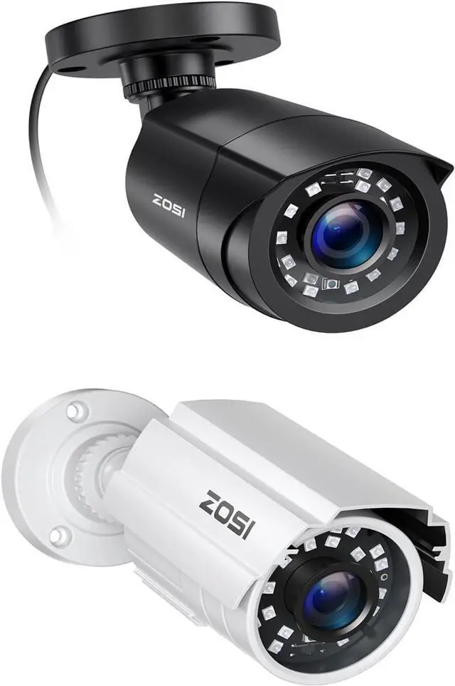 Main image of ZOSI 2-Pack 2MP Outdoor Security Cameras, 1080P 1920TVL Bullet CCTV Camera, 4-in-1 Hybrid TVI/CVI/AHD/CVBS, 80ft Night Vision, Weatherproof Metal Housing.