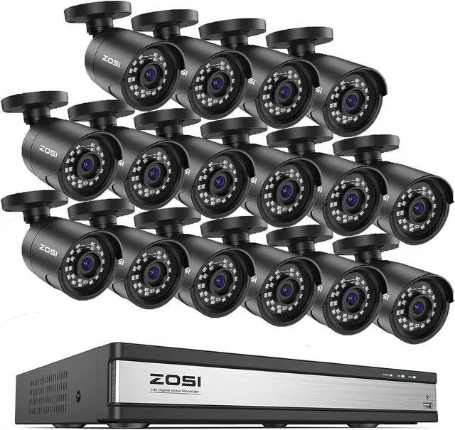 Main image of ZOSI 1080p 16 Channel Security Camera System with AI Human Vehicle Detection, H.265+ Hybrid DVR and 16 x 1080p Surveillance Cameras Outdoor Indoor with Night Vision, Remote Access, No Hard Drive
