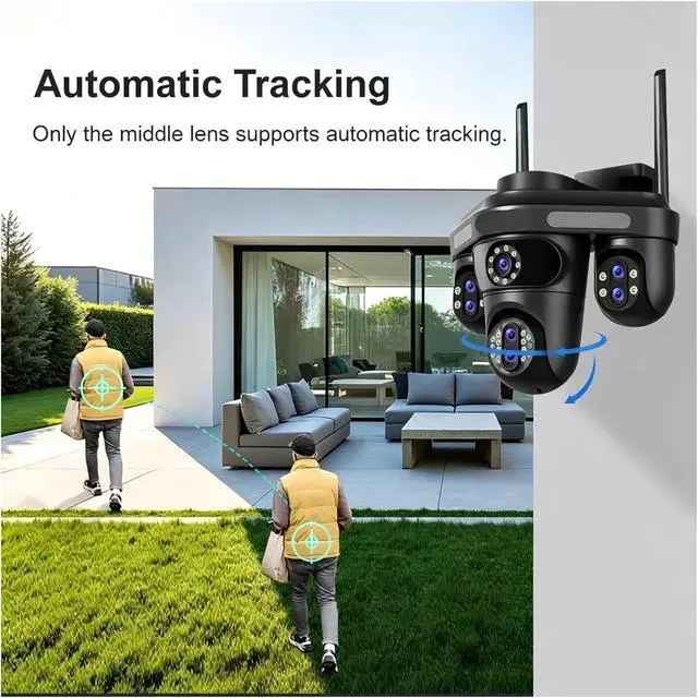 Alt view image 2 of 7 - 35MP 7 Lens 10X Zoom 3PTZ 360° WiFi Outdoor IP Camera