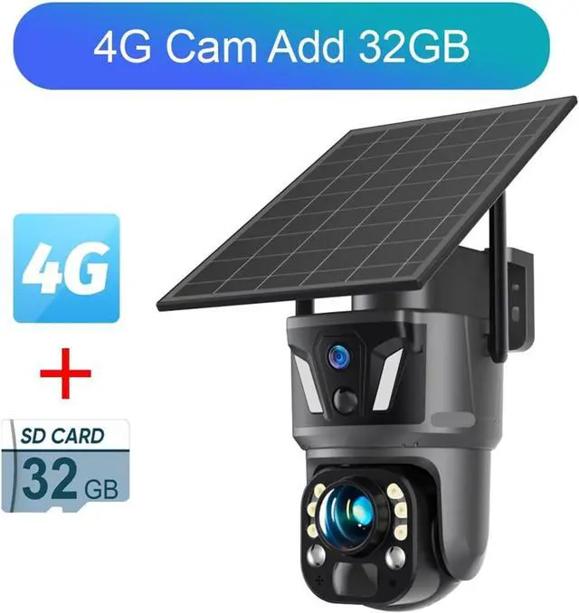 Alt view image 2 of 7 - 8MP Dual Screen 4G WiFi Solar PTZ Outdoor Camera