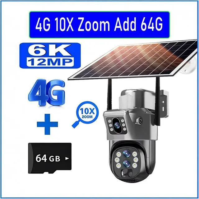 Alt view image 2 of 7 - 12MP Three Lens 4G Solar PTZ Security Camera