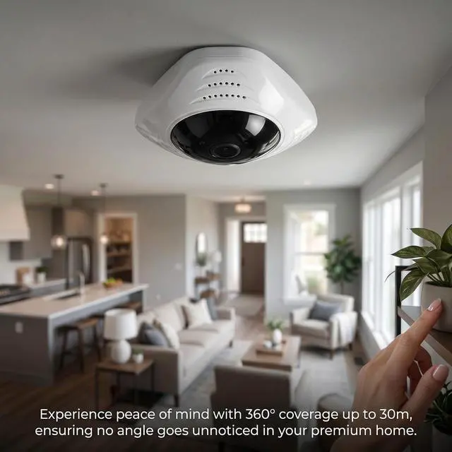 Alt view image 4 of 7 - 1080P WiFi Security Camera, 360 Panorama, Ceiling Mount