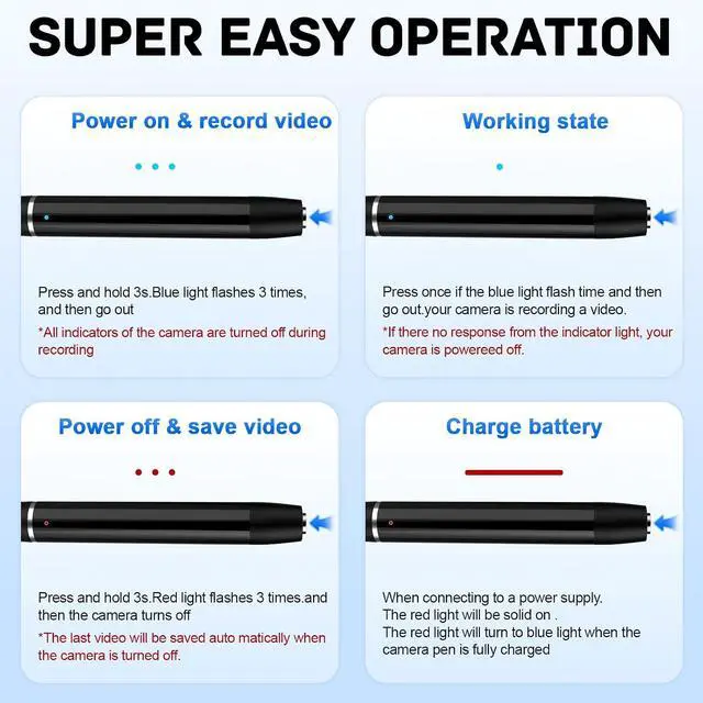Alt view image 7 of 7 - Mini Spy Pen Camera, 1080P Full HD Video Recorder for Home & Nanny Use, Long Battery Life, Easy One-Button Operation (2026 Upgrade)