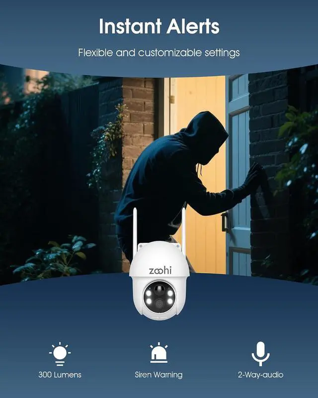 Alt view image 6 of 7 - Solar Security 4MP Camera Wireless Outdoor, 360° Pan/Tilt Color Night Vision, PIR Human Detection, 2-Way Audio, Weatherproof, Compatible with Alexa, 2.4GHz&5Ghz WiFi