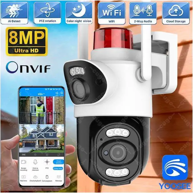 Alt view image 3 of 7 - 4K 8MP Outdoor PTZ Security Device Dual Lens 10X Digital Zoom AI Human Detection Warning Light Surveillance Equipment(AU,WiFi add 32G)