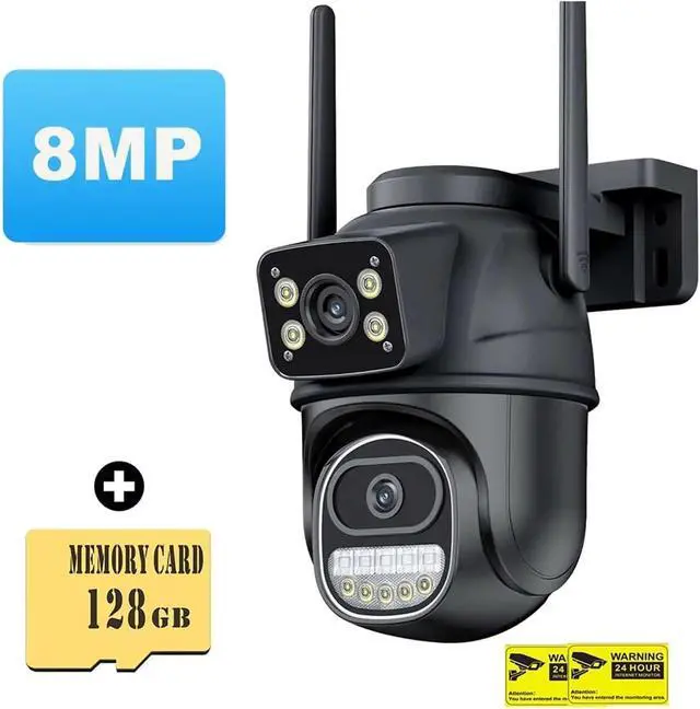 Alt view image 2 of 7 - Upgrade Your Outdoor Surveillance with 16MP 8K WiFi IP Camera! PTZ, Four Lens, Four Screen, Auto Tracking(AU Plug,8MP Add 128G)