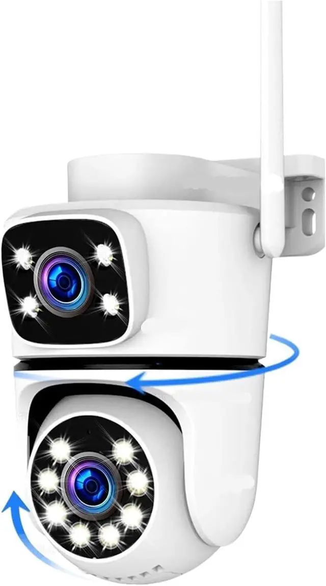 Alt view image 3 of 5 - 10MP 4K Outdoor PTZ Security Camera Dual Lens Dual Screen 5G WiFi Tuya Compatible Compatible with Alexa Google Home(US Plug,10MP-2PC)