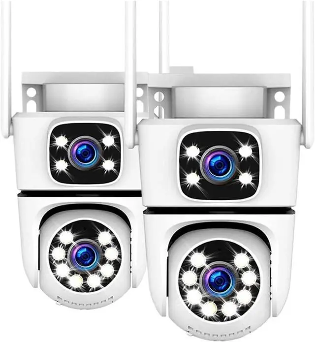 Alt view image 2 of 5 - 10MP 4K Outdoor PTZ Security Camera Dual Lens Dual Screen 5G WiFi Tuya Compatible Compatible with Alexa Google Home(US Plug,10MP-2PC)