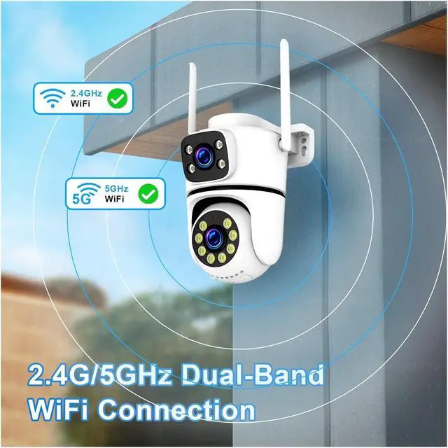 Alt view image 4 of 5 - 10MP 4K Outdoor PTZ Security Camera Dual Lens Dual Screen 5G WiFi Tuya Compatible Compatible with Alexa Google Home(US Plug,10MP-2PC)
