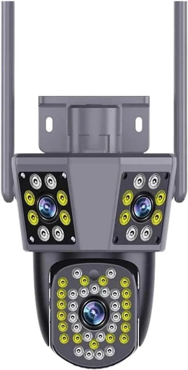 Main image of Outdoor 6K 12MP IP Camera: 3 Lens, 3 Screens, WiFi, Auto Tracking PTZ for Ultimate Surveillance(US Plug,12MP ADD 64G)