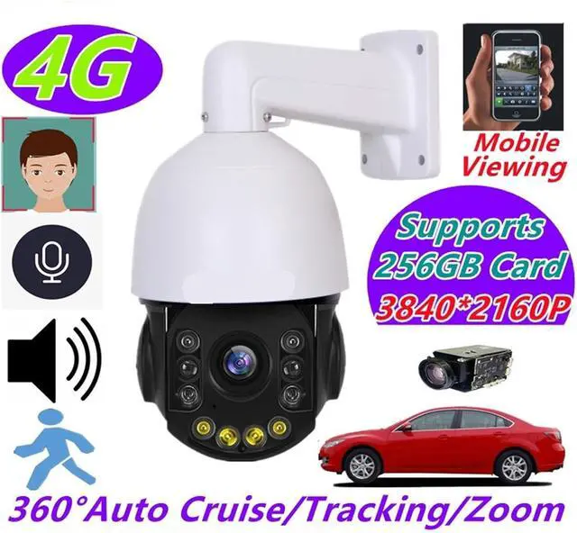 Alt view image 2 of 6 - 8MP 4K POE WiFi 4G PTZ Outdoor Security Device 990X Digital Zoom Auto Tracking Surveillance Equipment(US,DC12V 4G NO Card)