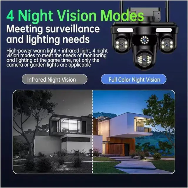 Alt view image 2 of 6 - Triple Lens WiFi Outdoor Security Camera 15MP Motion Tracking IP66 Waterproof Color Night Vision(UK Plug,Camera)