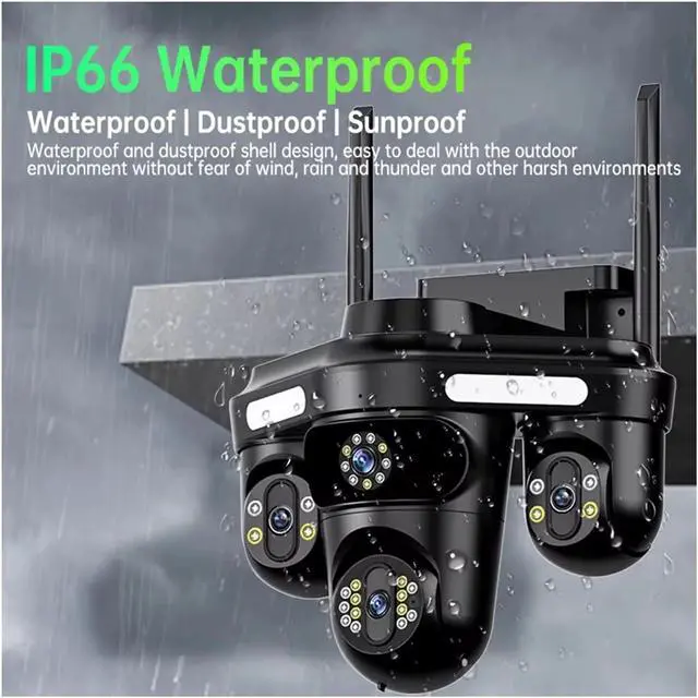 Alt view image 5 of 6 - Triple Lens WiFi Outdoor Security Camera 15MP Motion Tracking IP66 Waterproof Color Night Vision(UK Plug,Camera)