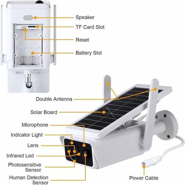 Alt view image 2 of 6 - Solar Camera WiFi Outdoor Waterproof PIR Motion Alarm Night Vision Monitor Battery Low Powered CCTV Security Protection(4MP ADD 32G)