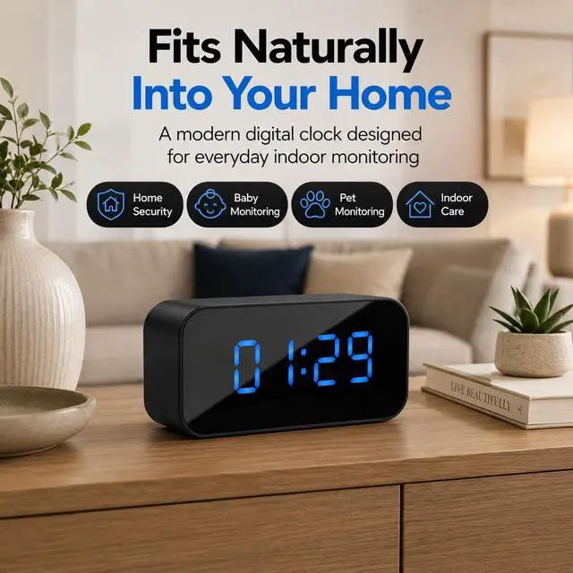 Alt view image 3 of 7 - Hidden Camera Clock, 4K WiFi Nanny Cam for Home Security & Pet Monitor