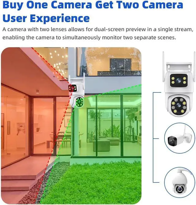 Alt view image 6 of 6 - 4MP Dual Lens Solar Battery Powered WiFi Outdoor Security Camera Color Night Vision PIR Motion Detection Auto Tracking(Solar Cam)