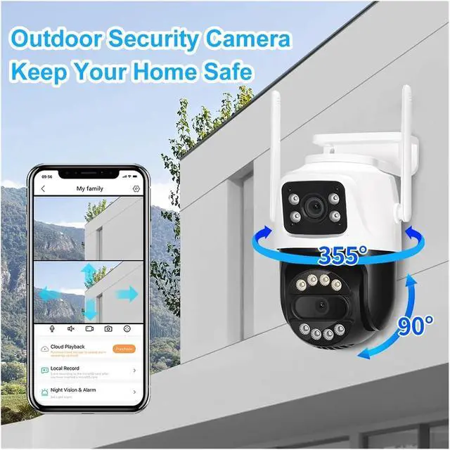 Alt view image 4 of 6 - 12MP 6K WiFi Outdoor Security Camera 8X Zoom Dual Screen AI Human Detection Auto Tracking(12MP Add 128G Card)