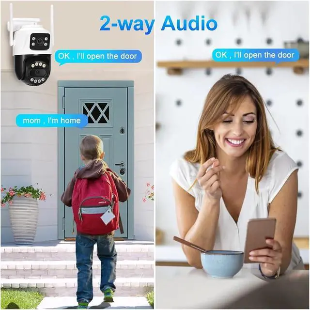 Alt view image 3 of 6 - 12MP 6K WiFi Outdoor Security Camera 8X Zoom Dual Screen AI Human Detection Auto Tracking(12MP Add 128G Card)