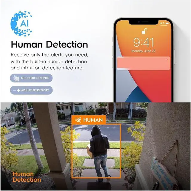 Alt view image 2 of 6 - ICsee 4K 8MP Outdoor Security WiFi AI Camera 98ft NightColor Human Detection Bullet Waterproof IP Camera H.265 2.8mm(6mm)