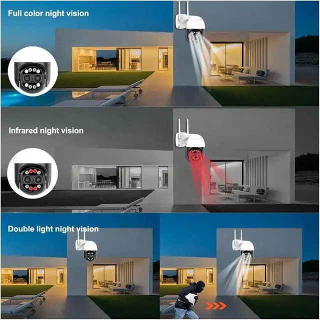 Alt view image 5 of 6 - 4K 8MP Dual Lens PTZ Outdoor WiFi Security Camera AI Auto Tracking IP66 Waterproof Surveillance Camera(US,4MP NO SD Card)