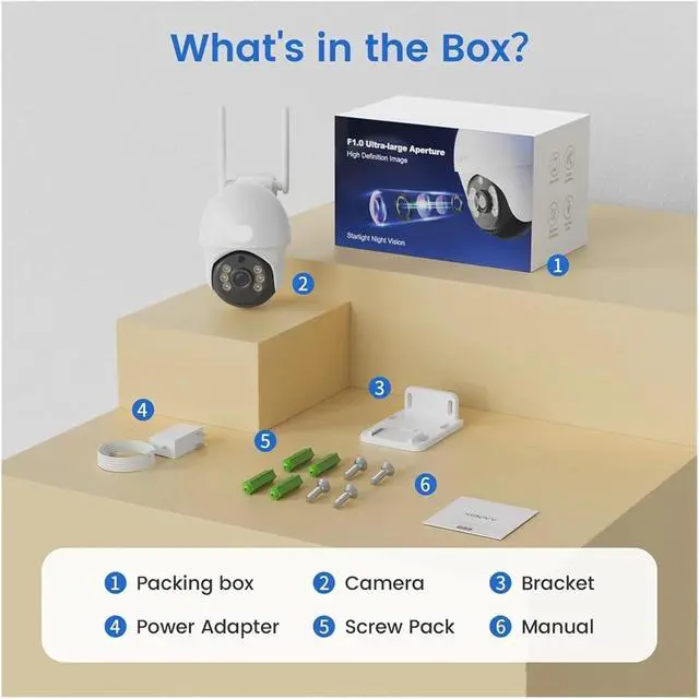 Alt view image 7 of 7 - 3MP 4G SIM Starlight PTZ Outdoor Security Camera, IP66 Waterproof Surveillance Cam with Two-Way Audio & Motion Detection for Remote Mobile Monitoring(AU Plug,4G P9S)
