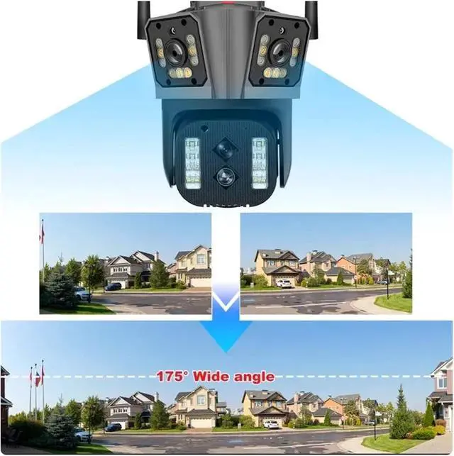 Alt view image 7 of 7 - 16MP 8K WiFi Outdoor Security Cam Four Lens Three Screen 10X Optical Zoom 360° Auto Tracking Surveillance Device(EU_8K CAM 10X)