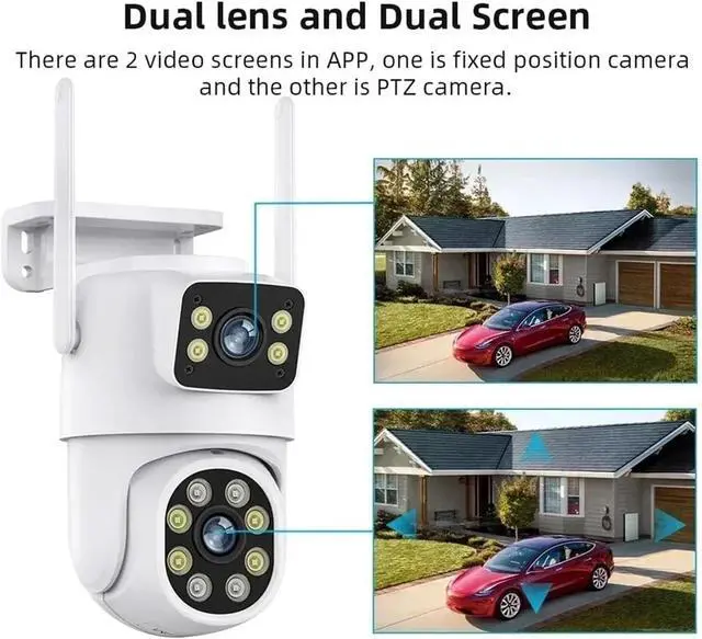 Alt view image 5 of 7 - 8K Dual Lens WiFi PTZ Outdoor IP Security Camera, Dual Screen Surveillance Cam with AI Auto Tracking, Night Vision, ONVIF NVR Compatible, Compatible with Alexa & Google Assistant(AU,8MP NO SD Card)