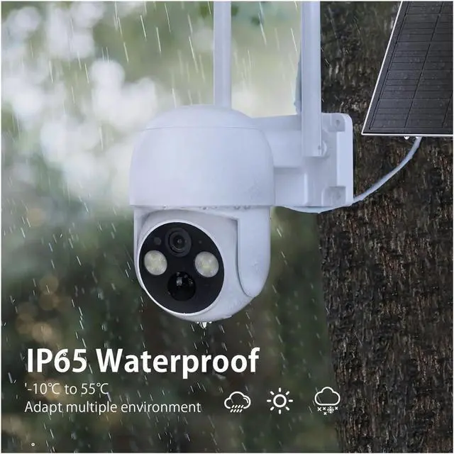 Alt view image 6 of 7 - 2-Pack 5MP Solar Powered Wireless PTZ Outdoor Security Cameras, IP65 Waterproof Surveillance Cameras with 360° Pan Tilt, Full Color Night Vision & Two-Way Audio(2PK Cam 32G Card)