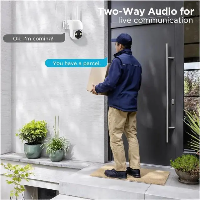 Alt view image 7 of 7 - 2-Pack 5MP Solar Powered Wireless PTZ Outdoor Security Cameras, IP65 Waterproof Surveillance Cameras with 360° Pan Tilt, Full Color Night Vision & Two-Way Audio(2PK Cam 32G Card)